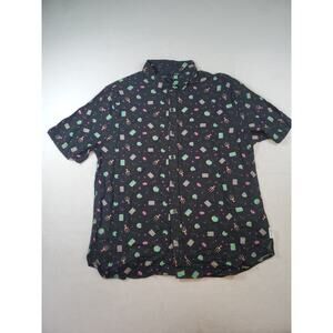 Disney Shirt Mens XL Black Pink Our Universe Hocus Pocus Button Up Short Sleeve